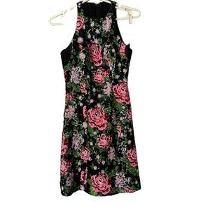 Holiday Glam All Over Sequin Floral Short Dress Cocktail Party Petite